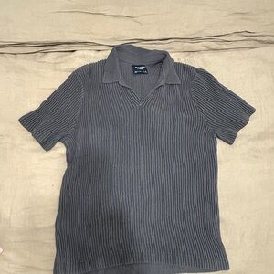 Abercrombie & Fitch Olive Green Ribbed Polo Shirt
